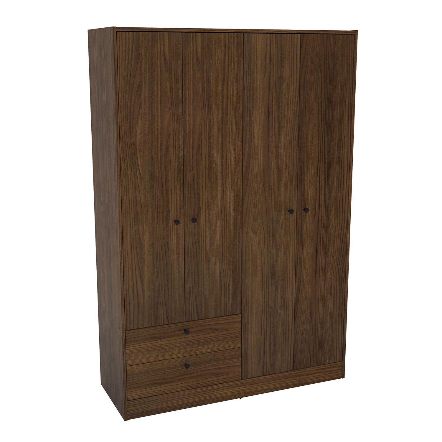 Polifurniture Denmark 4 Door Bedroom Armoire with Drawers, Dark Brown