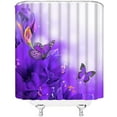thumbnail image 3 of Flower Butterfly Shower Curtain Purple Butterflies Floral Dream Spring Blossom Plant Beautiful Animal Wings Nature Garden Scene Home Decor Fabric Bathroom Set with Hooks（70" Wx84 H）, 3 of 3