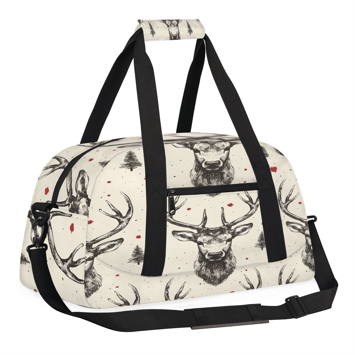 Herdesigns Moose Elk Sports Duffle Bag for Women & Men, Bull Elk Gym Bag Dance Bag Overnight Bag Carry On Weekender Travel Bag