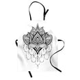 thumbnail image 1 of Henna Apron Ethnic Zentengle Tattoo Style Ornamental Lotus Flower Japanese Culture Inspired Art, Unisex Kitchen Bib Apron with Adjustable Neck for Cooking Baking Gardening, Black White, by Ambesonne, 1 of 3