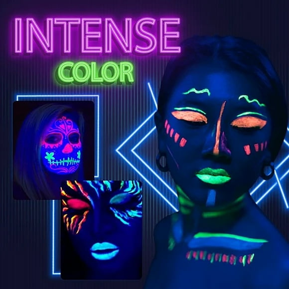 KBANNICAL Fluorescent Neon Powder Eyeshadow Glitter Glow In Dark 6 color Eye Brightener Stick Highlighter berry Lemonade Desert Haze Makeup Highlight Pencil