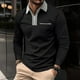 thumbnail image 1 of pstuiky camisetas de manga larga para hombre, Camisa de golf de moda para hombre, de manga larga, con bolsillo y cuello abatible, de color liso Tops de hombre s, 1 of 6