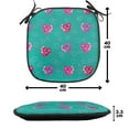 thumbnail image 4 of Teal Chair Seating Cushion Set of 2, Crystal Hearts and Gemstone Valentine's Day Celebrating Romantic Print, Seat Pads for Office with Anti-slip Backing, 16"x16", Red Fuchsia Teal, by Ambesonne, 4 of 7