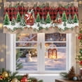 thumbnail image 5 of Christmas Valances for Windows, 54 x 18in, Reindeer Sled Cottage Trees Plants Snowflakes Red Plaid Rod Pocket Kitchen Valance Curtain Light Filtering Window Treatments for Living Room Bedroom, 5 of 7