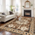 thumbnail image 3 of 5x8 Area Rugs for Living Room, Brown Boho Non Slip Area Rugs for Kitchen Bedroom Entryway, Retro Western Rustic Ethnic Tribal Patterns Washable Carpet Runner Rug Floor Mats for Bedroom Home Decor, 3 of 9