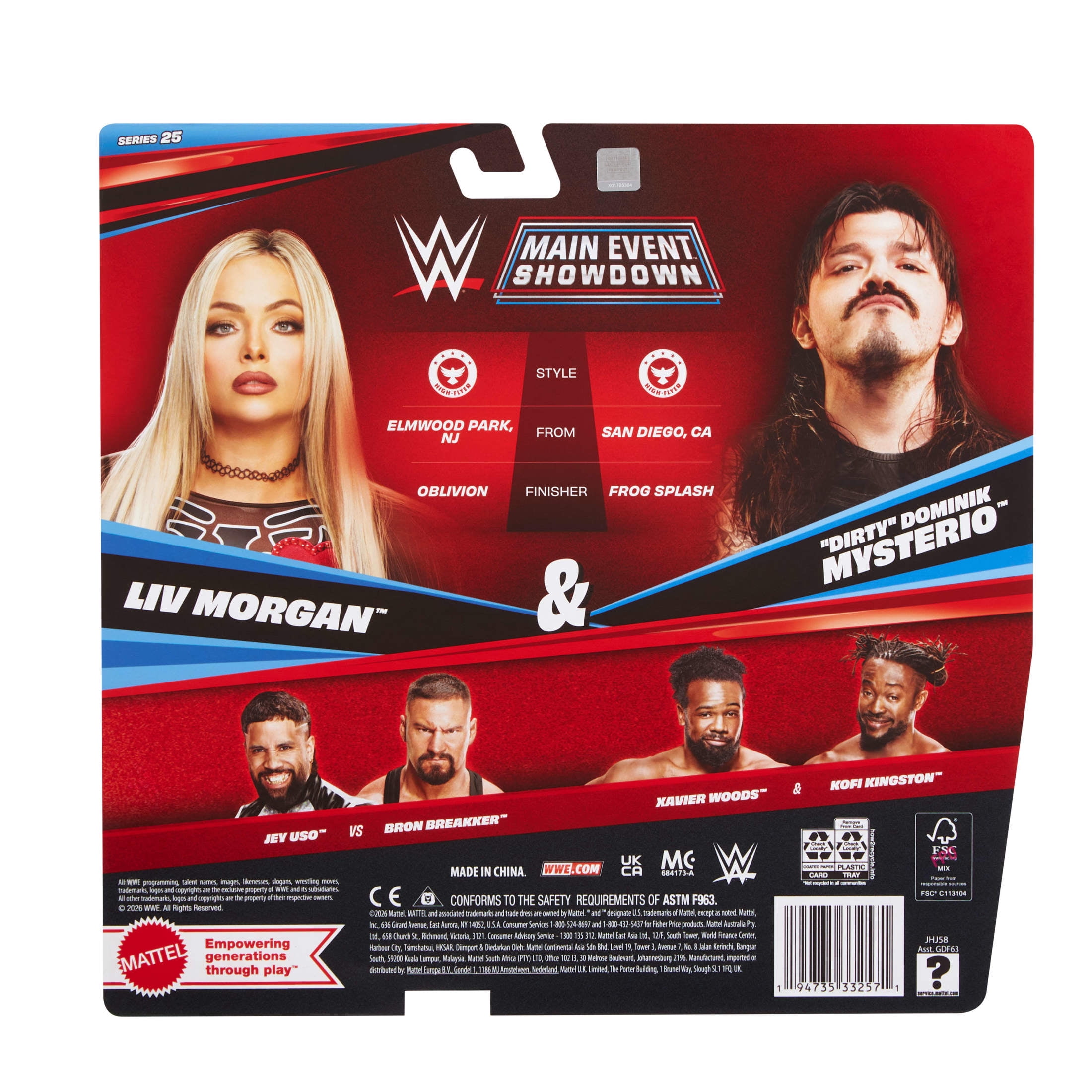 WWE Main Event Showdown "Dirty" Dominik Mysterio & Liv Morgan Action Figures Set, Series #25, 6-inch