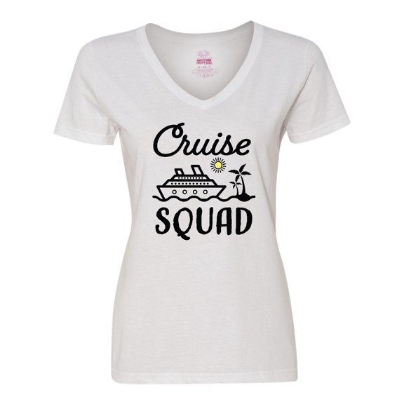 Inktastic Cruise Squad with Vector Cruise Ship and Palm Trees Women's V-Neck T-Shirt