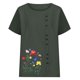 thumbnail image 4 of Xuyuer Women's Spring And Summer Block Print Round Neck Button Short Sleeve Casual T-Shirt, 4 of 5