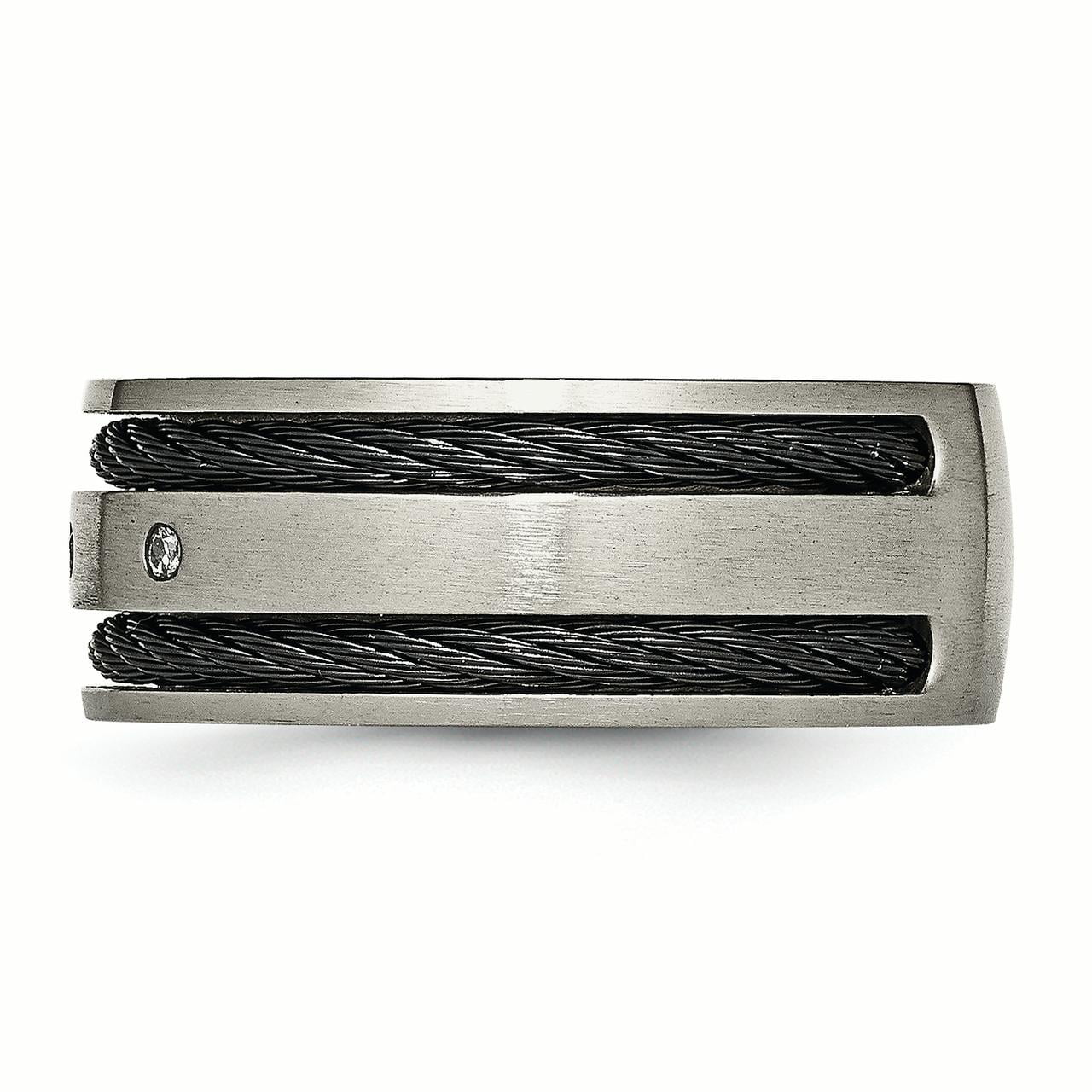 IceCarats - Titanium Brushed Black Plated Cable 1/20ct Diamond 