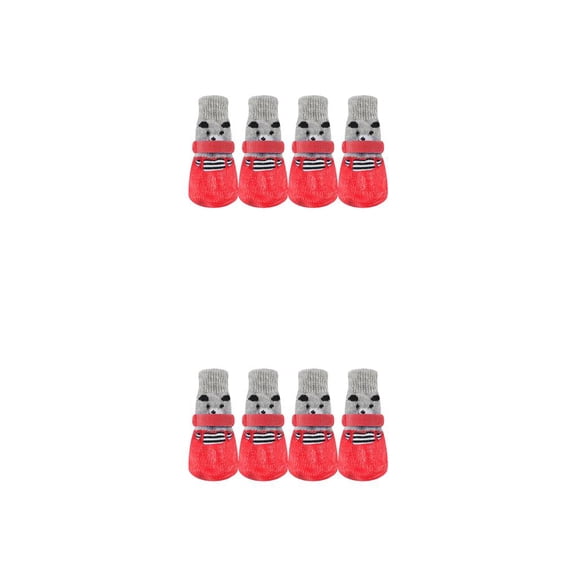 Greeniant 4 piezas de zapatos cálidos para mascotas, botas de lluvia para la nieve, conjunto de calcetines antideslizantes, buena elasticidad Rojo METRO 2piezas