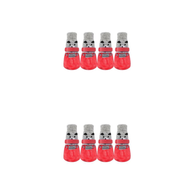Greeniant 4 piezas de zapatos cálidos para mascotas, botas de lluvia para la nieve, conjunto de calcetines antideslizantes, buena elasticidad Rojo METRO 2piezas