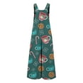 thumbnail image 4 of Christmas Women's Overalls Jumpsuits Casual Loose Straps Wide Leg Long Pant with Pockets, 4 of 5