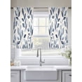 thumbnail image 6 of Navy Blue Botanical Semi Sheer Curtains 45 Inch Length 2 Panels Set, Pastoral Spring Leaves Watercolor Sheer Kitchen Curtain Privacy Voile Window Curtain for Living Room Bedroom Rod Pocket Drapes, 6 of 7