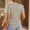 thumbnail image 5 of AHTJRT Women's Sweater Short Sleeve V Neck Lightweight Cable Knit Spring Summer Breathable Work Business Casual Pullover Tops Gray S, 5 of 7