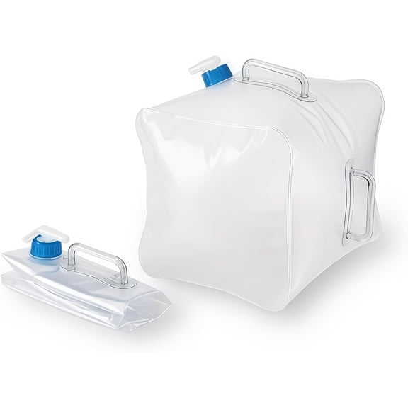 2 Pcs 20L/4.4 Gal Large Capacity Car Portable PVC Outdoor Foldable Water Storage Drinking Water Bag with Faucet