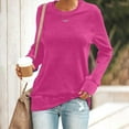 thumbnail image 2 of Pxiakgy t shirts for women womens t shirts Womens Casual Crewneck Sweatshirt Short Long Sleeve Shirt Soft Loose Tops Hot Pink + XL, 2 of 4