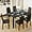 Black, variant on Gizoon Glass Dining Table Sets for 6, 7 Piece Kitchen Table and Chairs Set for 6 Person, PU Leather Modern Dining Room Sets for Home, Kitchen, Living Room