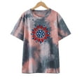 thumbnail image 2 of Pompotops Mode Femmes Imprimé Col Rond Manches Courtes T-shirt Chemisier Ample Tops, 2 of 8