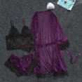 thumbnail image 2 of Ropa de dormir sexy para mujerconjunto de pijama con pantalones cortos y top de encaje de seda (púrpura 3XL) Ndcxsfigh Para estrenar, 2 of 9