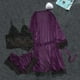 thumbnail image 1 of Ropa de dormir sexy para mujerconjunto de pijama con pantalones cortos y top de encaje de seda (púrpura L) Ehuebsd Para estrenar, 1 of 9