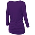 thumbnail image 2 of Made by Johnny Women's V-Neck 3/4 Sleeve Dolman Top with Side Shirring M DARK_PURPLE, 2 of 6