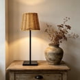 thumbnail image 6 of Vintage Rattan LED Table Lamp Rechargeable Touch Dimmable Bedside Lamp - Scalloped Woven Shade, USB Powered, 3.5"W x 14.1"H - Black, 6 of 8