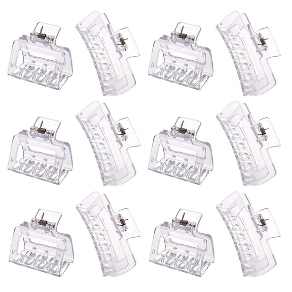 12 Pack Clear Square Claw Clips, Big and Small Neutral Rectangle Hair Claw Clips, Non-slip Matte Large Hair Clips for Women,Strong Hold jaw clip for Thick Thin Hair
