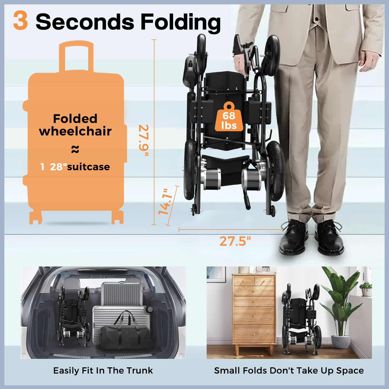 Electric Wheelchair For Adults, Adult Foldable Intelligent Electric Wheelchairs: Long Travel Range with 360° Maneuverability Control Joystick for Maximum Convenience, Rolling Walkers For Seniors