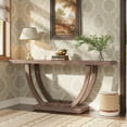 thumbnail image 6 of Tribesigns 63" Skinny Console Table with Geometric Base, Farmhouse Sofa Table Narrow Long, Thickened Behind Couch Table with Shelves for Living Room Foyer Corridor (Brown), 6 of 7