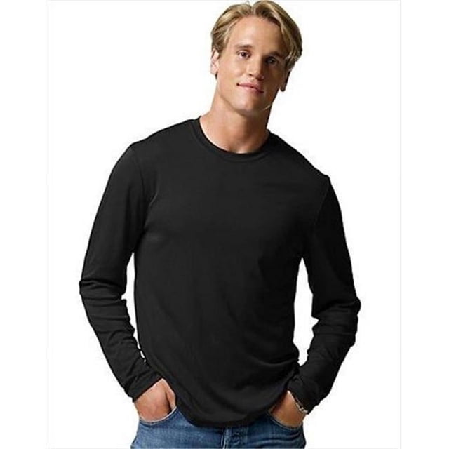 Hanes 482L Cool Dri Performance Mens Long-Sleeve T-Shirt, Black - Size Small