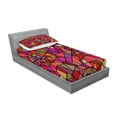 thumbnail image 2 of Ambesonne Abstract Fitted Sheet & Pillow Sham Set, Vitray Mosaic Triangle, Twin, Multicolor, 2 of 2