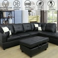 thumbnail image 4 of Ainehome Faux Leather Sectional Sofa, 3 Piece L-Shaped Living Room Sofa Set with Storage Ottoman and Matching Pillows, Left Facing Black, 4 of 6