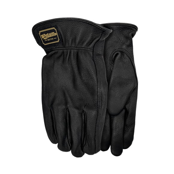 Watson Gloves Black Range Rider Glove - Buttery Soft Deerskin Leather & Slip-On Cuff (Large)