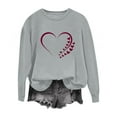 thumbnail image 2 of YueHuiYing Women's Loose-Fit Pink Heart Random Print Crew Neck Long Sleeve Valentine's Day Gentle Style Comfortable Top, 2 of 4