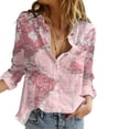 thumbnail image 2 of Tie Dye Print Tops for Women Deep V Neck Button Top Casual Long Sleeve Tops Airplane Print Top Loose Shirt Top Blouse, 2 of 5