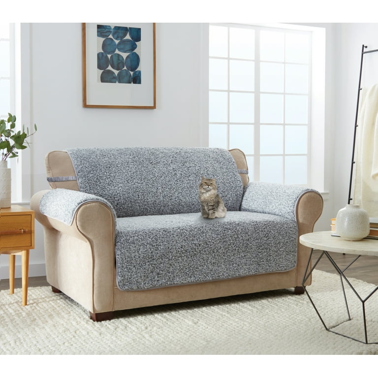 Innovative Textile Solutions 1 piece Cambridge Sherpa Loveseat Furniture Cover Grey Walmart