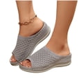 thumbnail image 5 of CYMMPU Women's Mesh Knit Open Toe Slide Sandals, Slip On Breathable Wedge Platform Slippers, Summer Daily Walking Shoes Gray 41, 5 of 9