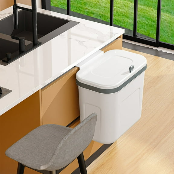 DAMAI Compost Bin, 2.5 Gallon Hanging Trash Can with Lid for Kitchens Cabinet Door with Lid Kitchen Trashs Bin Garbage Cans Counter