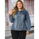 thumbnail image 3 of Plus Size Denim Jackets for Women Classic Washed Front Jean Jacket Blue 2X, 3 of 6