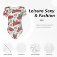 thumbnail image 4 of Pofeuu Watercolor Red Truck And Fir Tree Print Short Sleeve Body Suits Women Round Neck Bodysuits for Women Onesie Adult Set Body Suit-XX-Large, 4 of 7