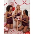 thumbnail image 4 of Ekouaer Satin Womens Pajama Sets Silky Cami Short Pj Sets Lingerie Backless V-Neck Loungewear Sleepwear, 4 of 6