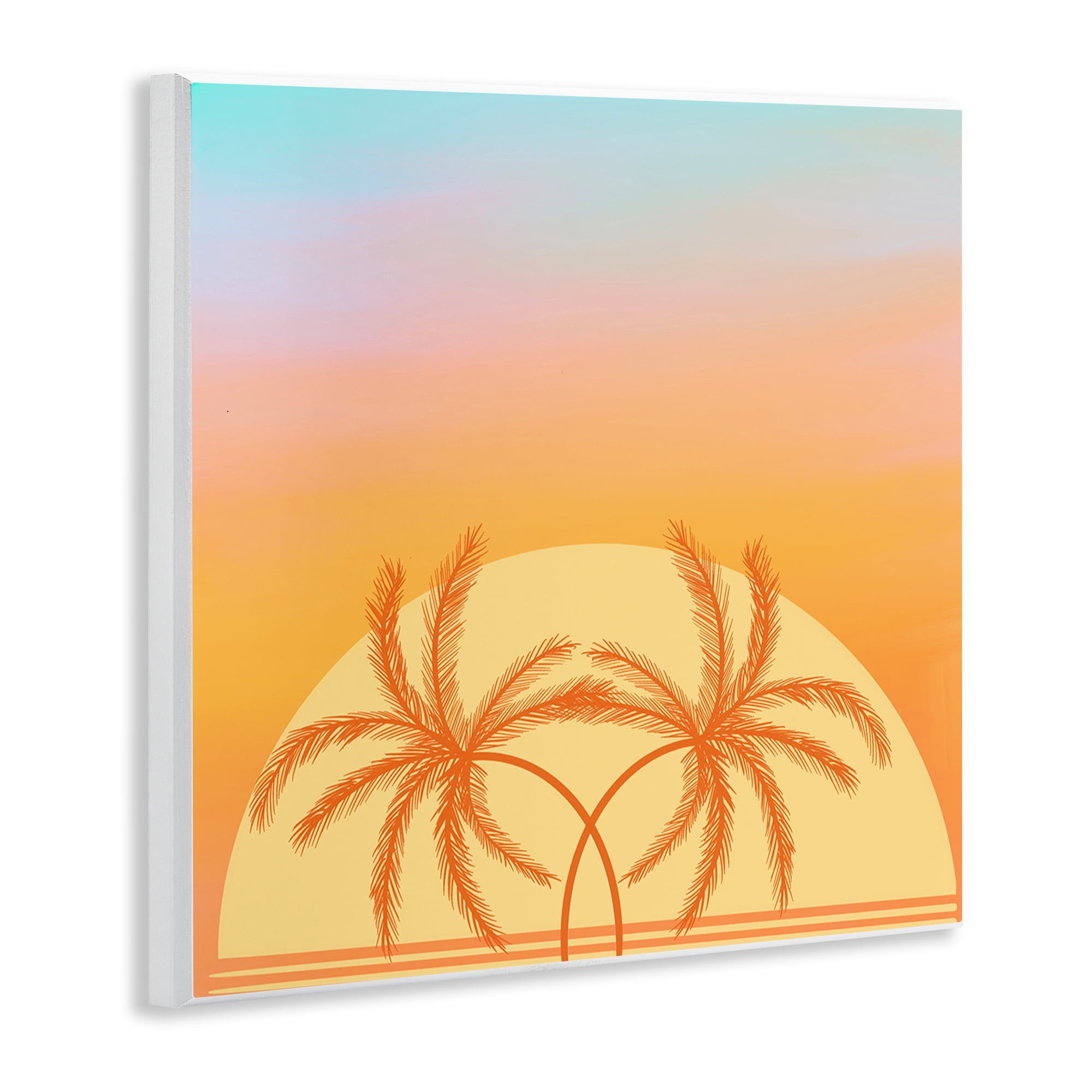 Stupell Industries Retro Sunset Palm Trees Plants & Flowers Painting Unframed Art Print Wall Art, 12 x 12