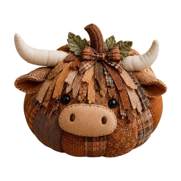 DIY Animal Pumpkin Sewing Kit, Halloween DIY Pumpkin Patchwork Craft Kit, Woodland Animals Craft Kits, Halloween Table Home Decor, Handmade Gift(Highland cattle)