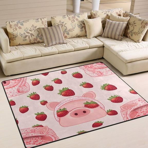 BZSMCE Vintage Area Rugs Piggy Wearing Hood Creative Area For Home