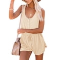 thumbnail image 2 of Sleeveless Women Casual Solid Color Jumpsuit Rompers With Pocket Elastic Waist Shorts, 2 of 5