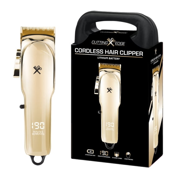 Cutting Edge Cordless Hair Clipper, Ceramic Blade, Adjustable Lever, 10 Guide Combs, LCD Display, Rechargeable