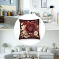 thumbnail image 5 of Decorative Pillows 18"x18" Elegant Burgundy Floral Satin Throw Pillow Covers Chic Blossom Floral Drop Flowers Decorative Soft And Luxurious Cushion Cover Home Decoration, 5 of 7