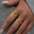 thumbnail image 6 of Misright Delicate Curved Band Gold Plated Stainless Steel Ring For Special Occasions, 6 of 9