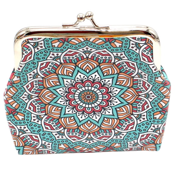 Buckle Coin Purse Boho Kiss-lock Fake Leather Change Pouch Clasp Closure Wallet