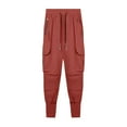 thumbnail image 3 of Havenre Mens Cargo Jogger Pants Lightweight Slim Fit Basic Workout Track Pants Athletic Gym Running Sweatpants with Multi-Pockets Red L, 3 of 3